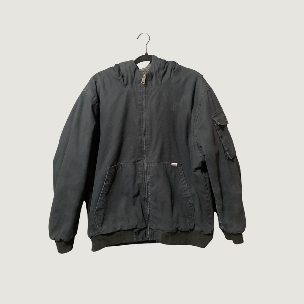 Lee Jacket Mens XL LM33JK686 Black Sherpa Lined Hooded Workwear EUC